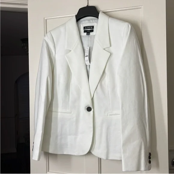 J. Crew White Parker jacket blazer stretch linen blend 2 new
